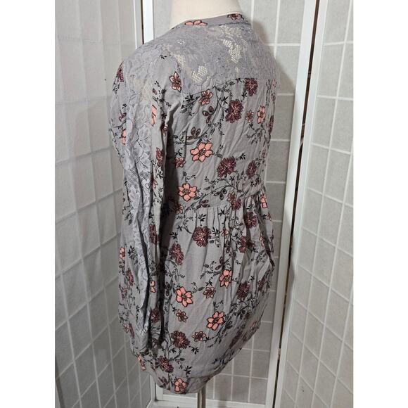 Torrid Floral Babydoll Lace Tunic Semi Blouse Shirt Top Hi Lo Size 00X (10) - Picture 8 of 15